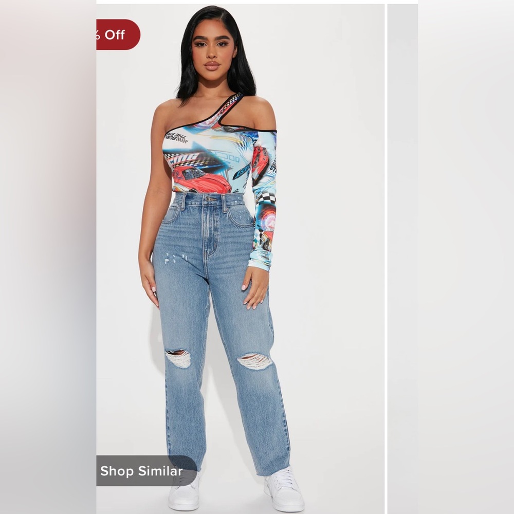 Petite all split up high rise mom jeans